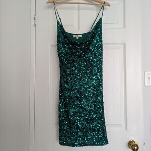 Emerald Sequin Mini Dress